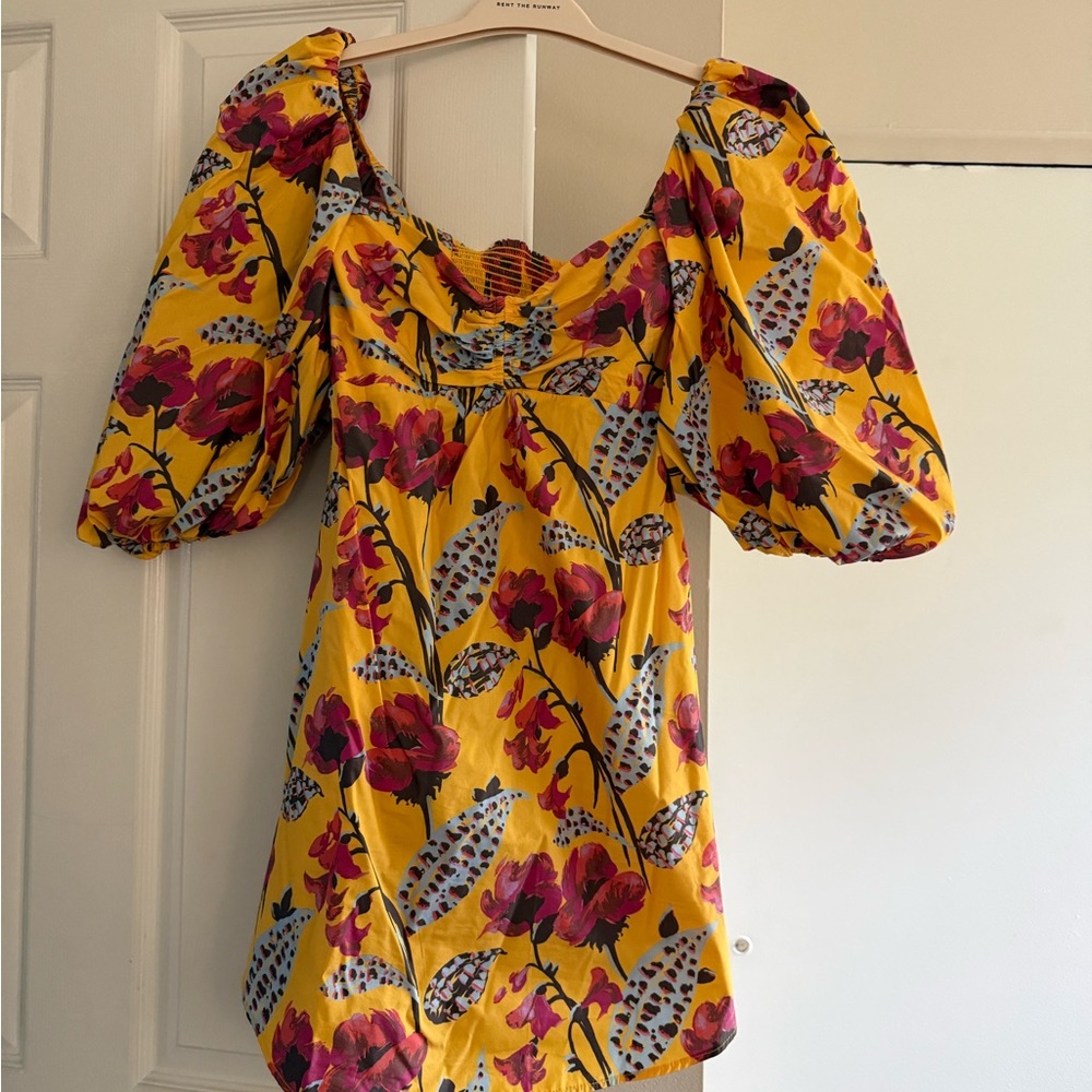 A.L.C. Elle Yellow Floral Puff-Sleeve Mini Dress